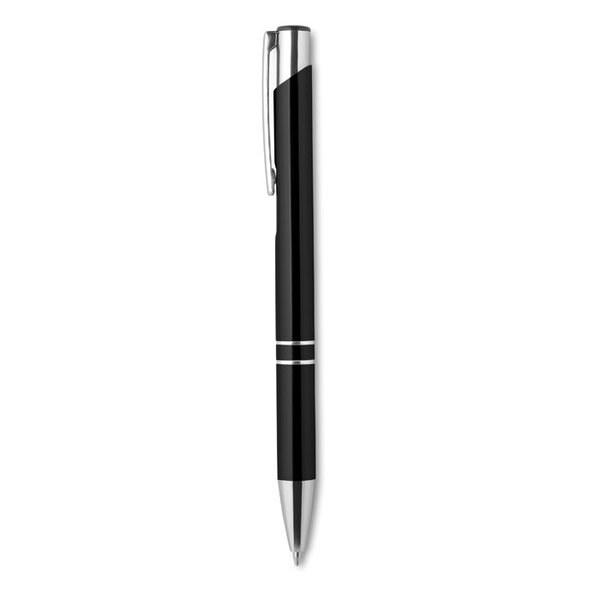 BERN Stijlvolle Aluminium Drukknop Pen Zwart - GiftRetail KC8893