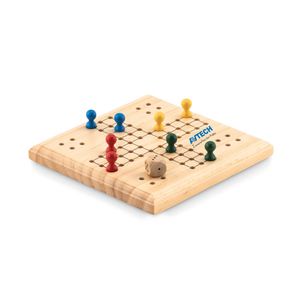 LUDO Houten Ludo Spel in Katoenen Zakje