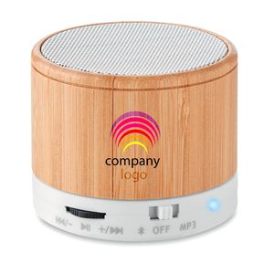 ROUND BAMBOO Draadloze speaker van bamboe - GiftRetail MO9608