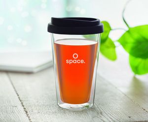 BIELO TUMBLER Dubbelwandig glas met deksel