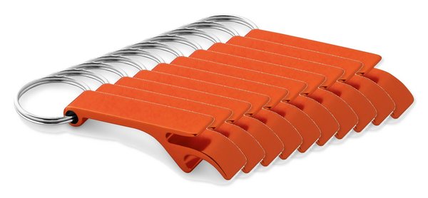 Pack de 10 Egotier 93151 - Porte-clés en aluminium avec ouvre-capsules