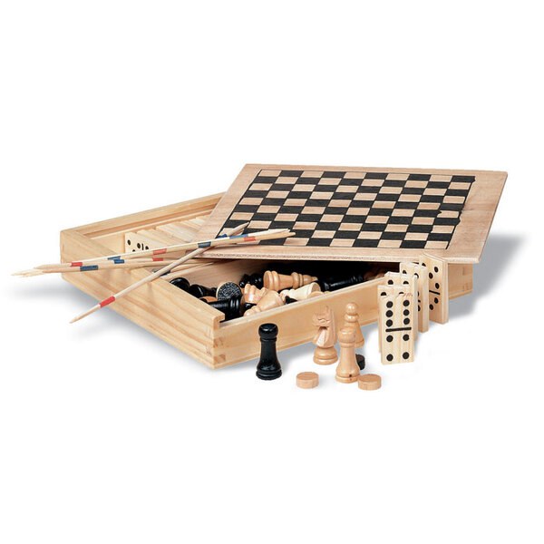 TRIKES 4 Spelletjes in houten doos - GiftRetail KC2941