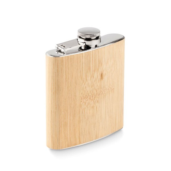 HIPHIP Platte bamboe heupfles 175ml - GiftRetail MO6356