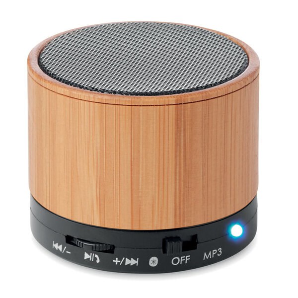ROUND BAMBOO Haut-parleur sans fil bambou - GiftRetail MO9608
