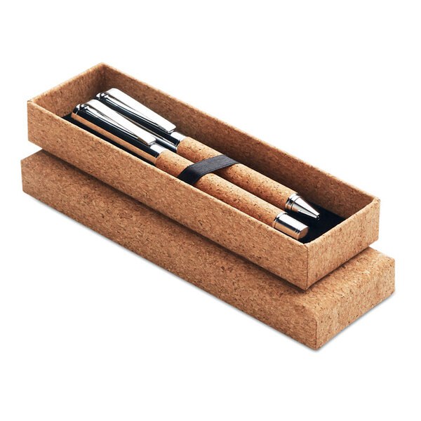 QUERCUS Stylo bille métal boîte liège - GiftRetail MO9678