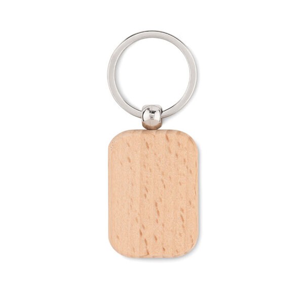 POTY WOOD Houten sleutelhanger rechthoek - GiftRetail MO9774