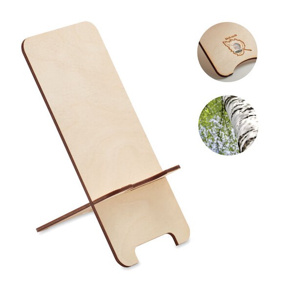 GROUW STAND Support de téléphone en bouleau - GiftRetail MO6690