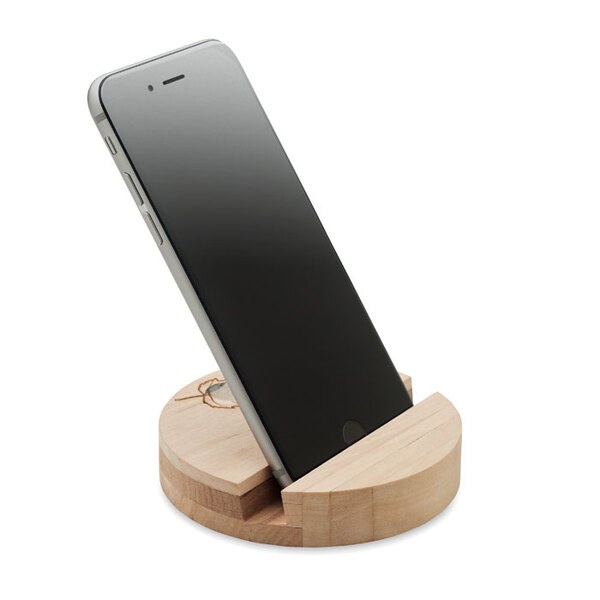 GROW ROUND STAND Support de téléphone en bouleau - GiftRetail MO6691