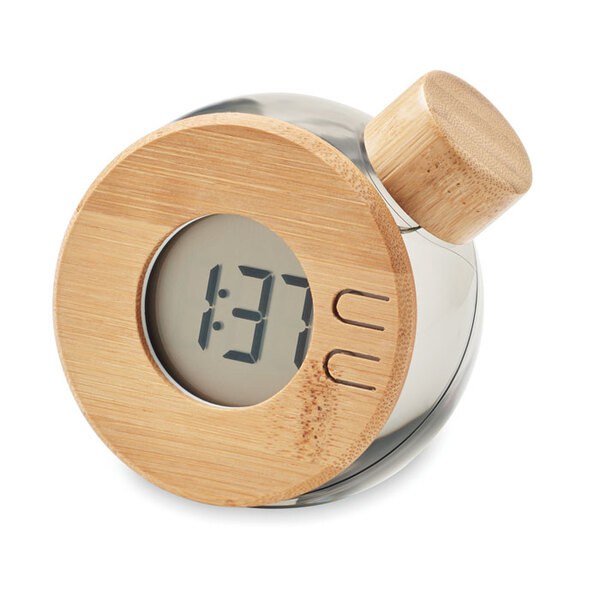 DROPPY LUX Horloge à eau LCD en bambou - GiftRetail MO6865