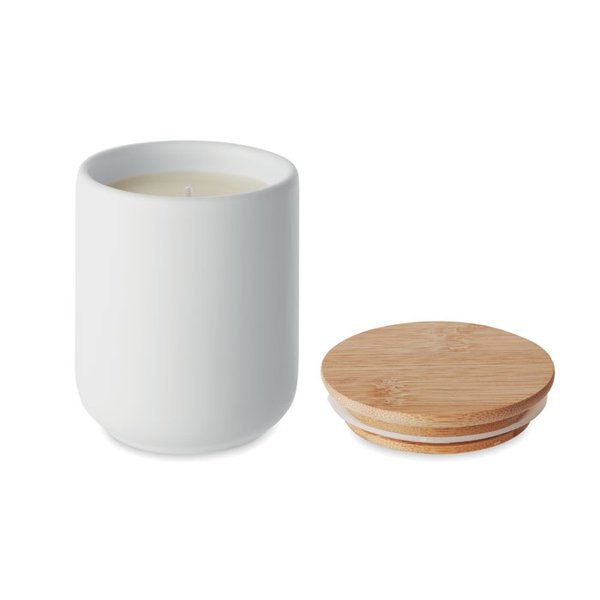 VEIKA Eco-Friendly Fresh Linen Candle in Bamboo Jar, 200g - GiftRetail MO6986