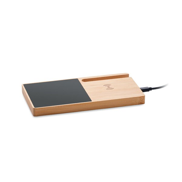 SIBIT Bamboo Wireless Charger with Mug Warmer & Phone Stand - GiftRetail MO2154
