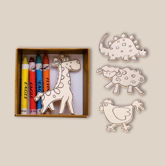 Goya 28050 - 4 Magnets en Bois avec Crayons SAFARIET