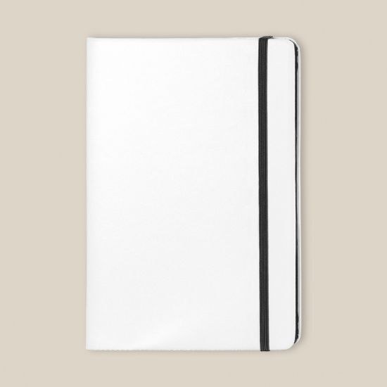 White PU Cover Notebook with Elastic Closure COLORE