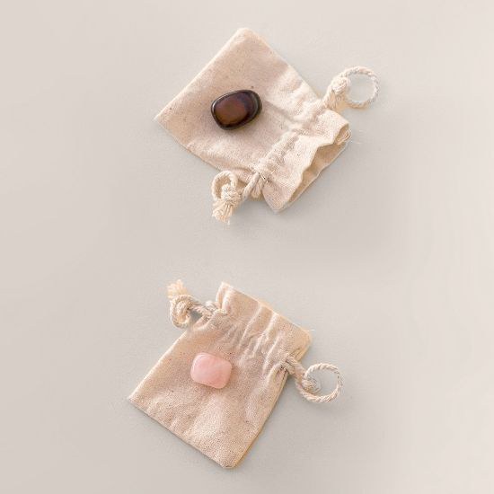 Goya 53516 - Pierre Naturelle en Sac Coton - Quartz Rose ou Œil de Tigre KITO