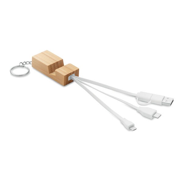 CLAUERC Bamboe sleutelhanger en houder - GiftRetail MO2295