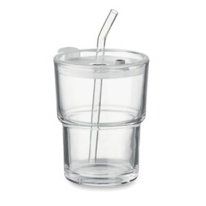 SIP Glazen beker met rietje 400ml - GiftRetail MO2502