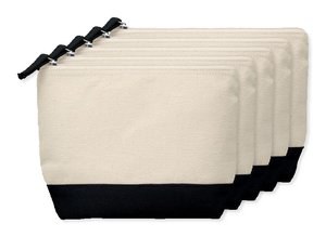 Pak van 5 GiftRetail MO9815 - KLEUREN 2-Kleurige katoenen toilettas