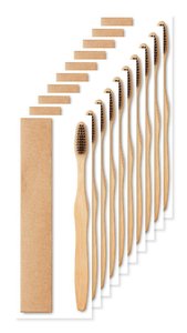 Pak van 10 GiftRetail MO9877 - DENTOBRUSH Bamboe tandenborstel