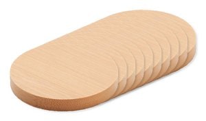 Pak van 10 GiftRetail MO9926 - DAKAI Bamboe onderzetter met opener
