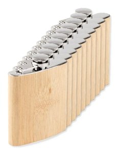 Pak van 100 GiftRetail MO6356 - HIPHIP Platte bamboe heupfles 175ml