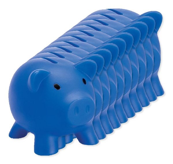 Pak van 100 GiftRetail MO8132 - SOFTCO Spaarvarken in PVC met dop in ABS aan de onderkant