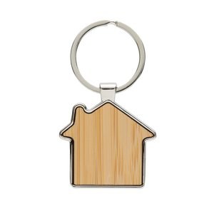 XD Collection P191.69 - RCS recycled zinc alloy house keychain with bamboo