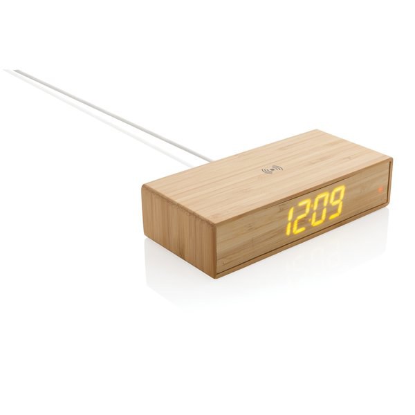 XD Collection P308.23 - Réveil en bambou avec chargeur sans fil de 5W