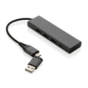 XD Xclusive P308.68 - Concentrateur en aluminium recyclé Terra RCS avec 3 ports USB