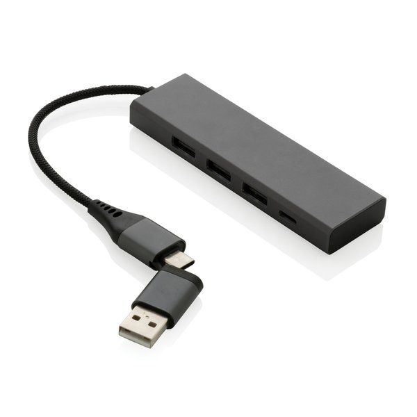 XD Xclusive P308.68 - Concentrateur en aluminium recyclé Terra RCS avec 3 ports USB