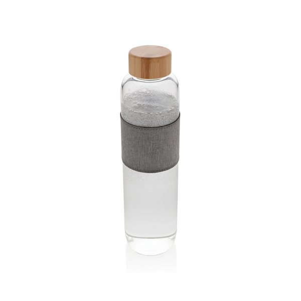 Bouteille en verre borosilicate à impact avec couvercle en bambou