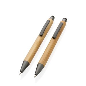 XD Collection P611.10 - Ensemble de stylos modernes en bambou dans une boîte