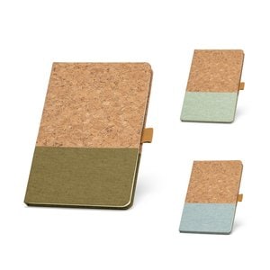 A5 notebook in cork and linen with lined sheets - Egotier 11153