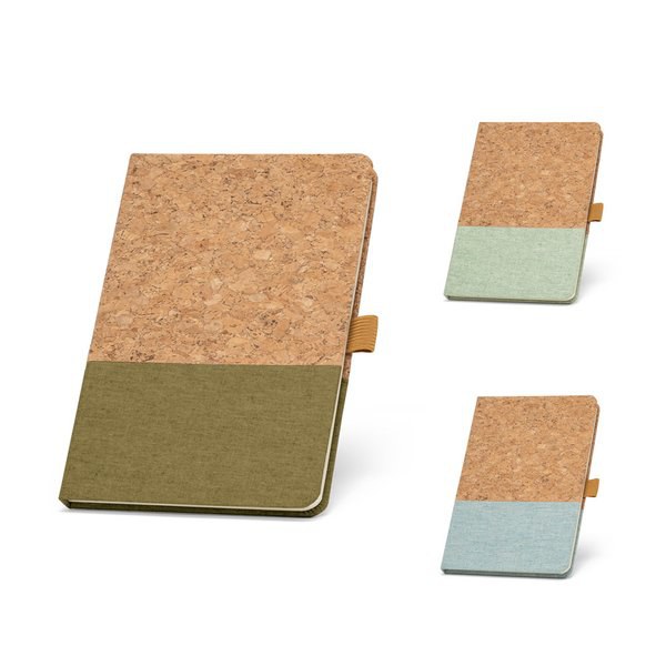 A5 notebook in cork and linen with lined sheets - Egotier 11153
