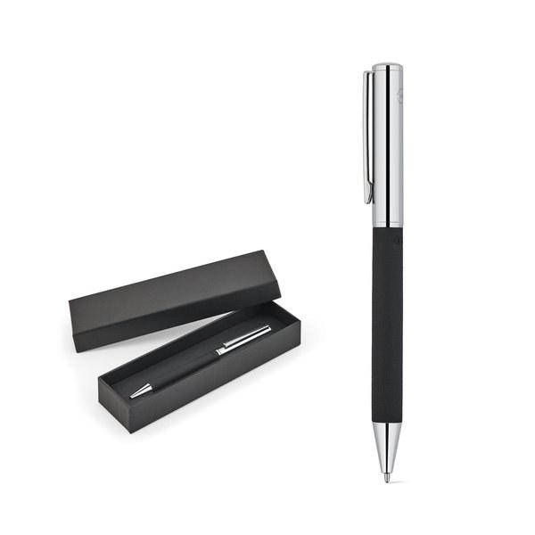Stainless steel ballpoint pen with a glossy finish and black ink by Dokumental® - Egotier 91989