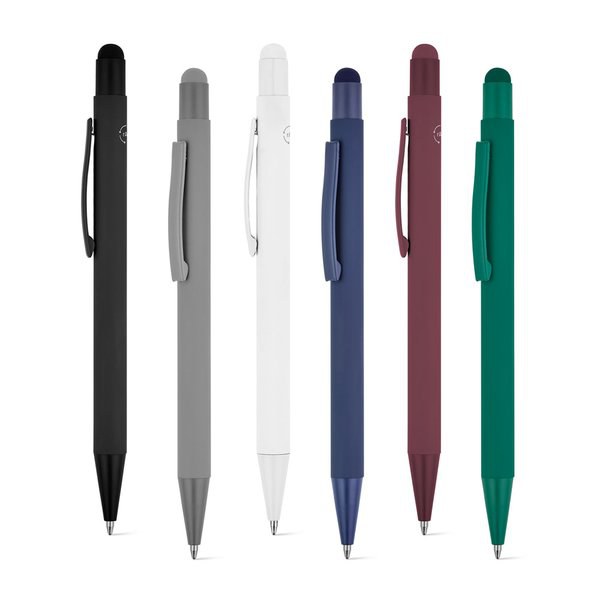 Ballpoint pen with a modern design made from recycled aluminum (100% rAL), with a rubber finish - Egotier 91991