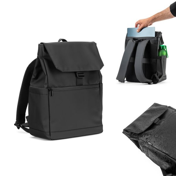 Laptoprugzak (16 inch) van PU, met klep die alle compartimenten afdekt - Egotier 92578