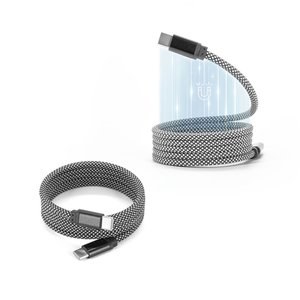 Câble USB-C vers USB-C avec gaine tressée en polyester (60 W) et système magnétique pour un enroulement facile - Egotier 97220